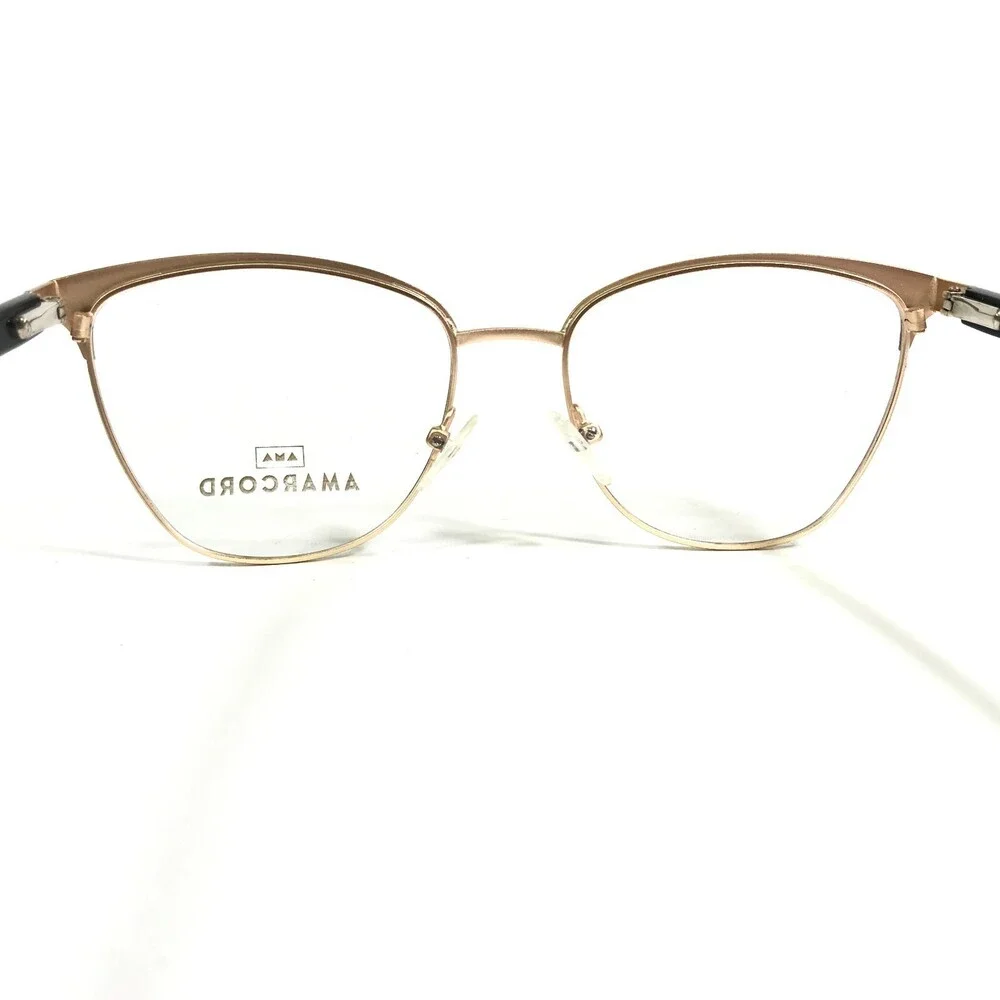 Amarcord Eyeglasses Frames AM002 col.2 Black Gold Cat Eye Wire Rim 53-17-142